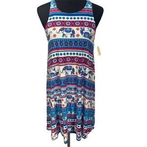 Bobbie Brooks Ladies Blue Pink Stripe Elephant‎ Size Small Lounge Dress